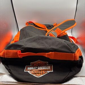 Vintage Harley Davidson Motorcycles Large Orange and Black Duffel Travel Bag